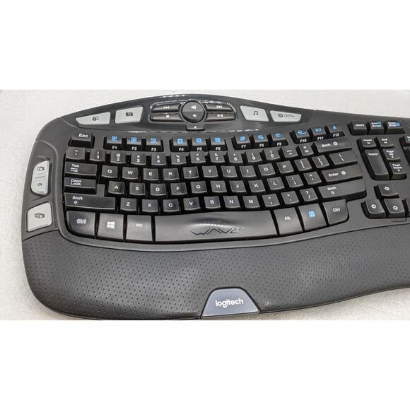 Logitech K350 ( Y-R0053 ) Wireless Comfort Wave Ergonomic Keyboard W/ UNIFY USB - Picture 1 of 3